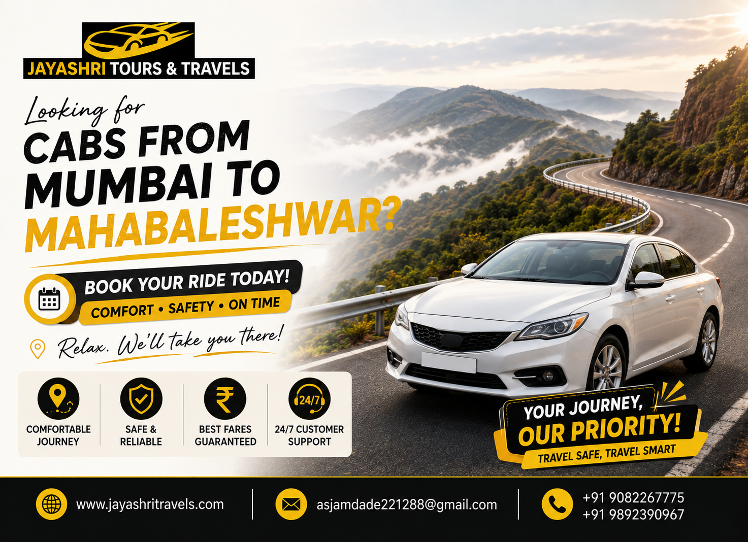 Cabs from Mumbai to Mahabaleshwar: Fare, Distance & Booking Guide 